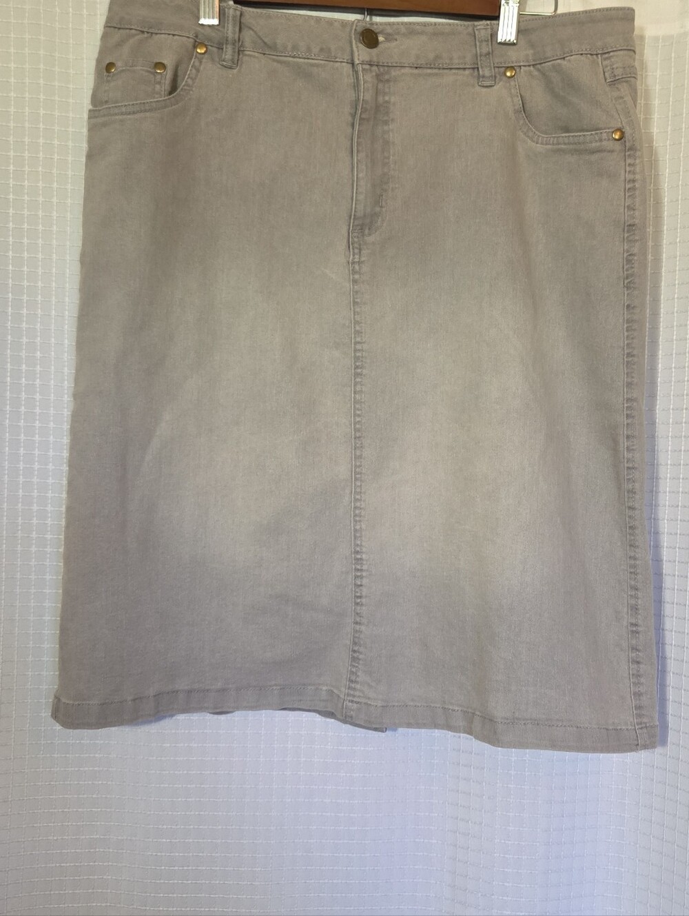 Woman Within Denim Skirt Womens 14W Petite Gray Casual Pencil
